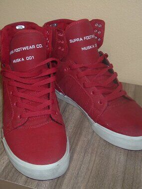 Vintage Supra Skytop MUSKA 001 Supra Footwear Co. Size 10 Rare Red